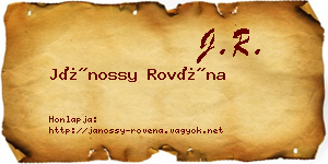 Jánossy Rovéna névjegykártya